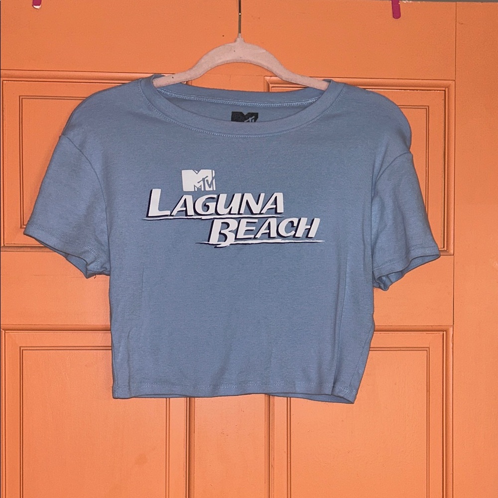 MTV Laguna Beach Sky Blue Cropped Tee